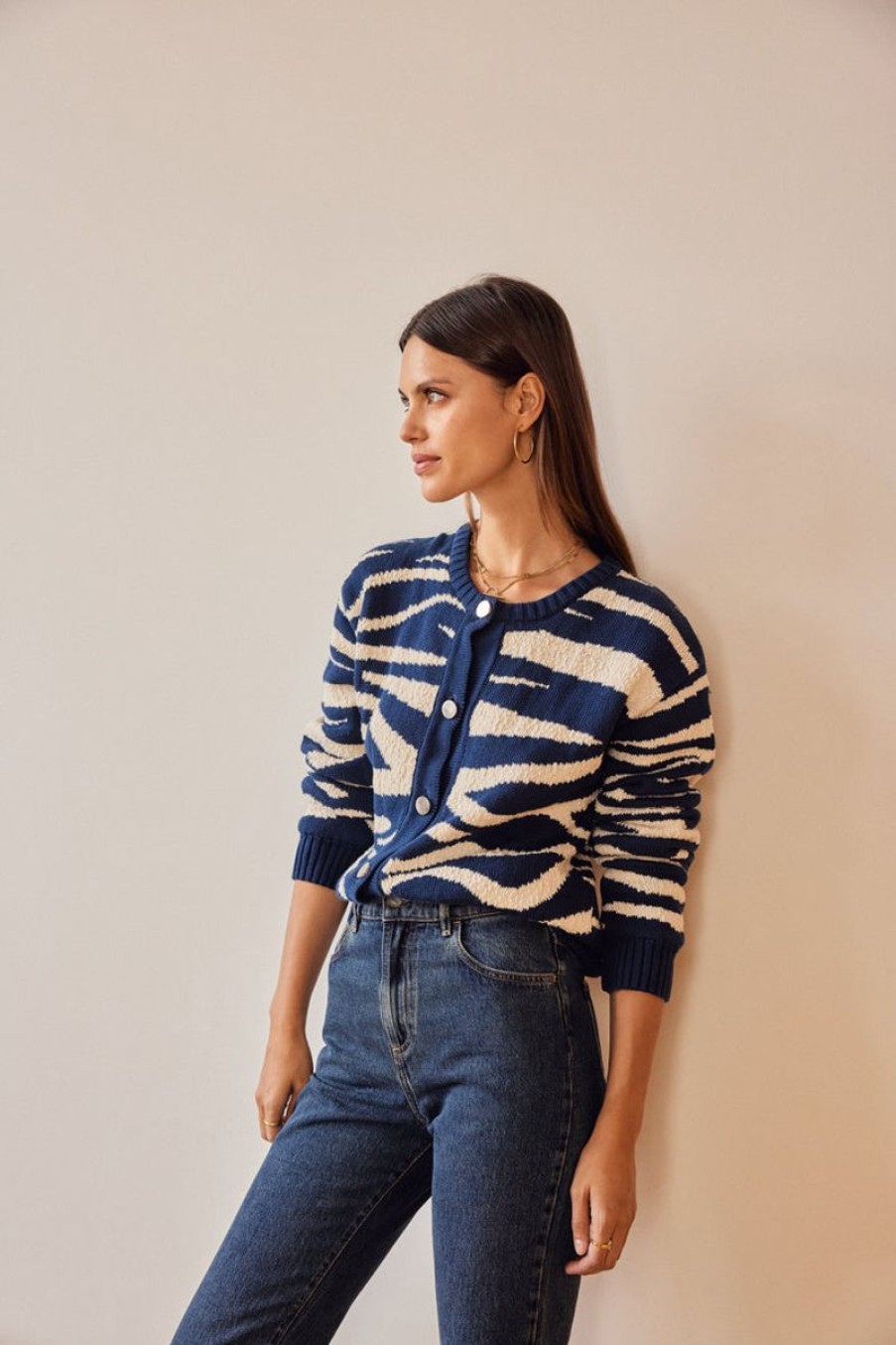 Femme Balzac Pulls Et Cardigans | Cardigan Giboul Marineet Cru